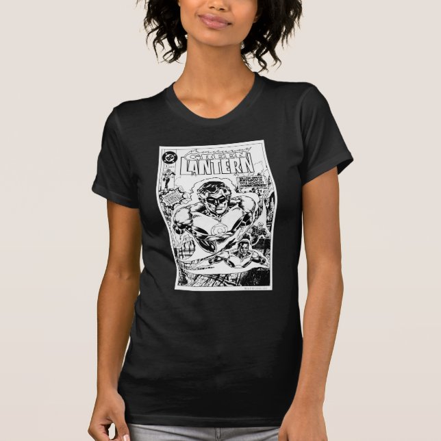 Green Lanterns Flying, Black and White T-Shirt (Front)