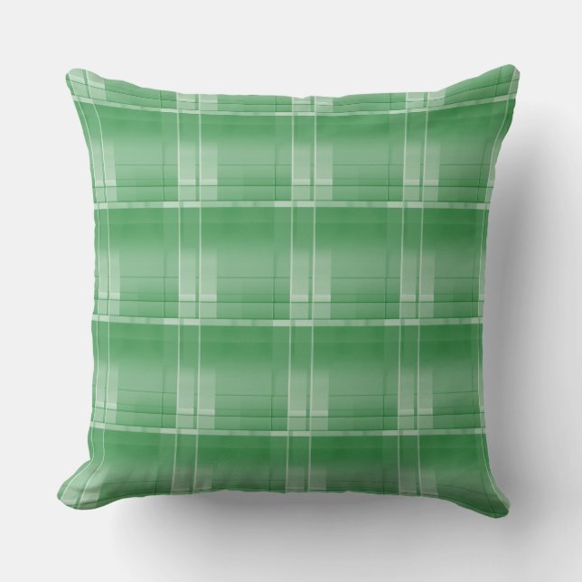 Green Large Plaid Throw Pillow 20" x 20" (Front)