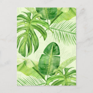 Green Large Tropical Exotic Leaves Postcard