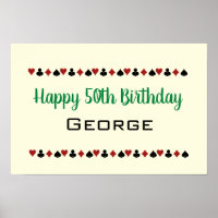 Green Las Vegas Style Casino Card Suits Birthday