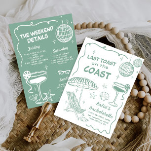 Green Last Toast On The Coast Beach Bachelorette Invitation