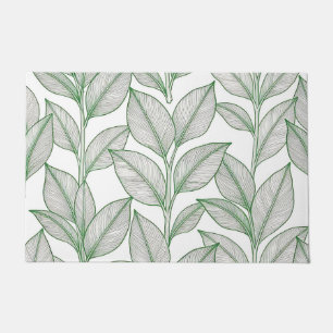 Green Laurel Leaf Botanical Pattern Doormat