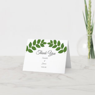 Green Laurel Leaves Wedding Thank You Card