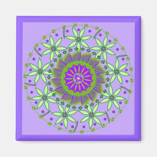 Green/Lavender Flowers Mandala Maagnet Magnet