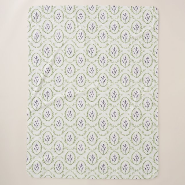 Green Lavender Flowers   Sherpa Blanket (Front)