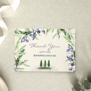 Green Lavender Rustic Tree Wedding Thank You Card
