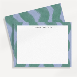 Green Lavender Wavy Border Note Card
