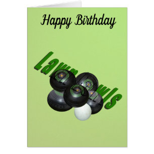 Green Lawn Bowls And Logo, Birthday Card