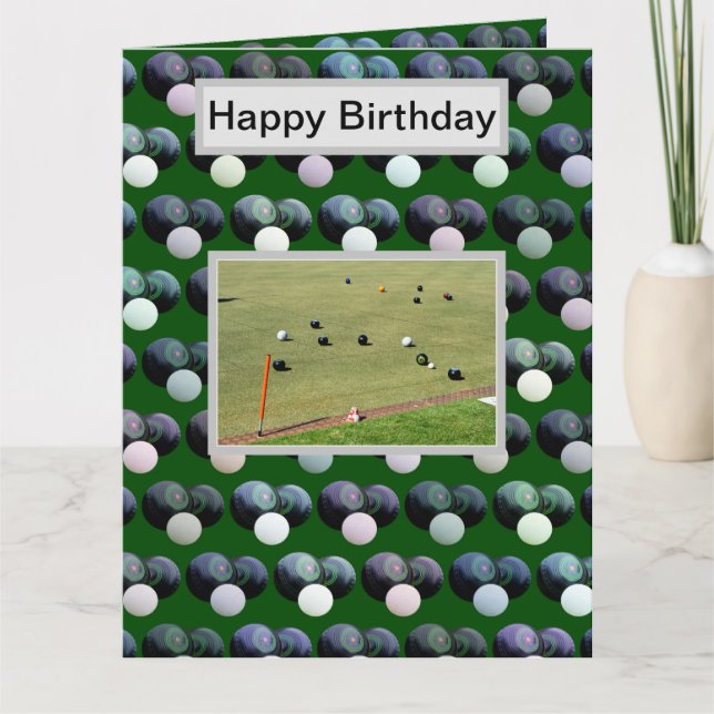 Green Lawn Bowls, Jumbo Birthday Card, Card (Front)