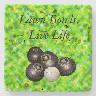 Green Lawn Bowls Live Life, Stone Coaster