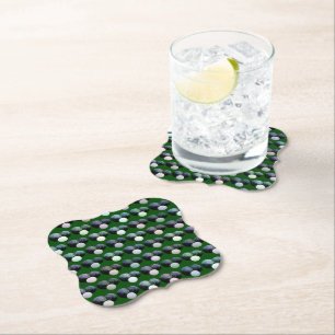 Green Lawn Bowls Pattern, Paper Coasters
