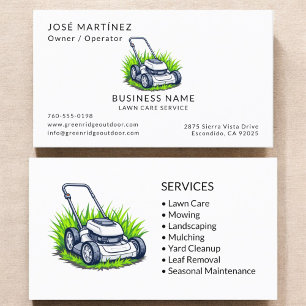 Green Lawn Care and Service Professional Business Card