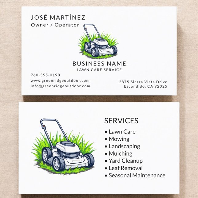 Green Lawn Care and Service Professional Business Card (Creator Uploaded)