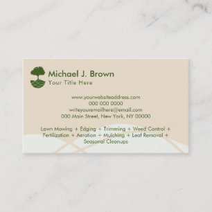 Green Lawn Care Landscape Outdoor Gardener Business Card