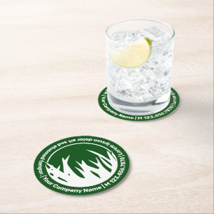 Green Lawn Care Service Promotional  Round Paper Coaster