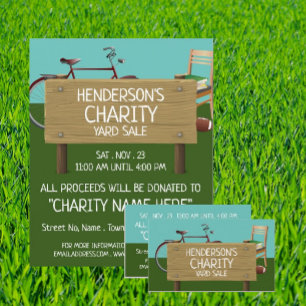 Green Lawn, Charity Yard Sale Event Advertising Business Card