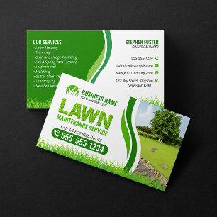 Green Lawn Maintenance Service Landscaping Mow Business Card