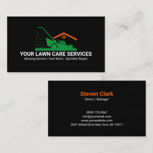 Green Lawn Mower Landscaping Service Business Card