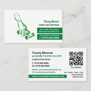Green Lawn-Mower, Lawn Care Services Business Card
