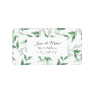  Green Layered Watercolor Leaves Pattern  Label