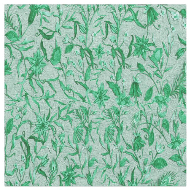 Green lea flowers on sculptured textured backing fabric (Close Up)