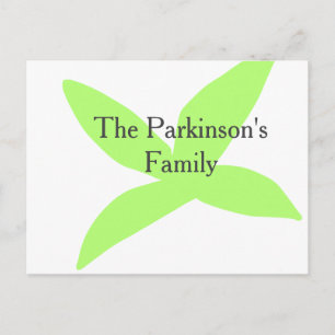 Green leaf abstract pastel family name retro boho postcard