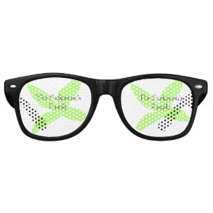 Green leaf abstract pastel family name retro boho sunglasses