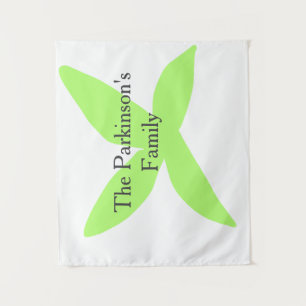 Green leaf abstract pastel family name retro boho  tapestry