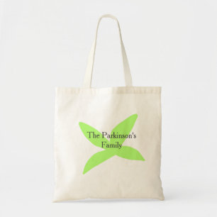 Green leaf abstract pastel family name retro boho  tote bag