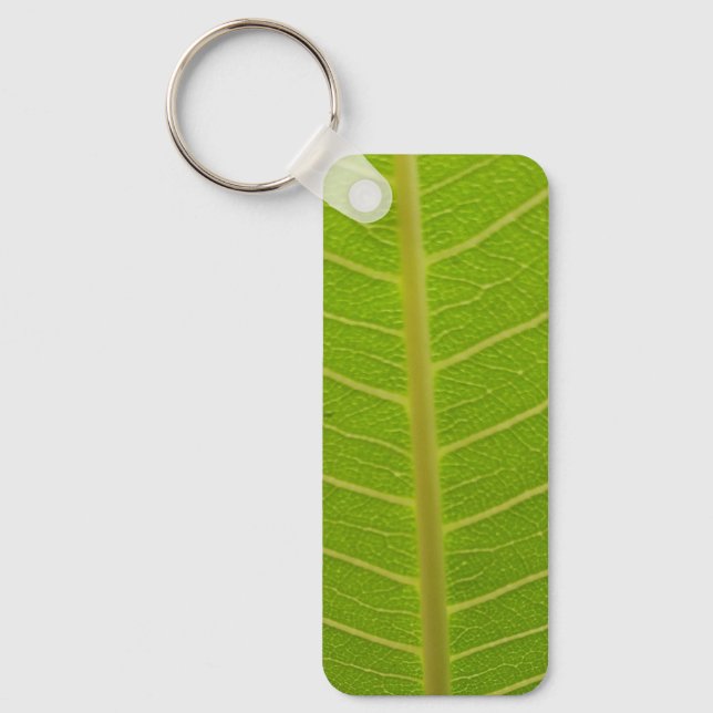 Green Leaf and Cake Metal Rectangle Key Ring (Front)