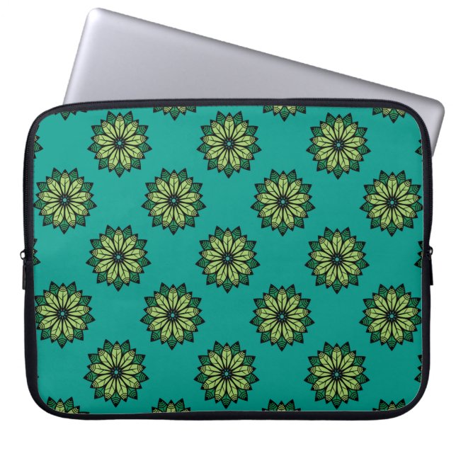 Green Leaf and Flower seamless pattern background. Laptop Sleeve (Front)