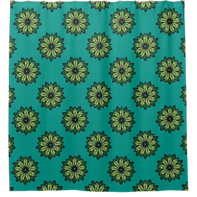 Green Leaf and Flower seamless pattern background. Shower Curtain (Front)
