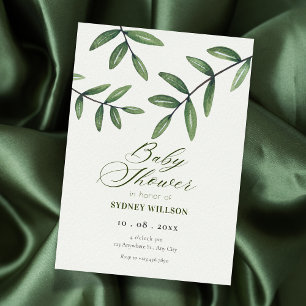 Green Leaf baby shower Invitation