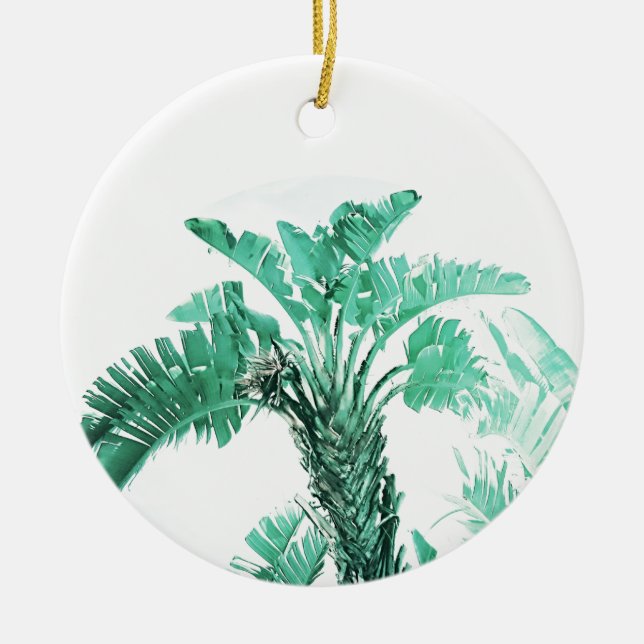 Green leaf banana plant ceramic ornament (Front)