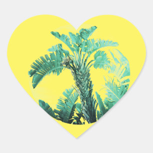Green leaf banana plant heart sticker