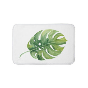 Green leaf bath mat