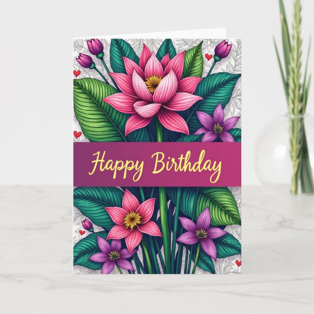 Green Leaf Birthday Card (Front)