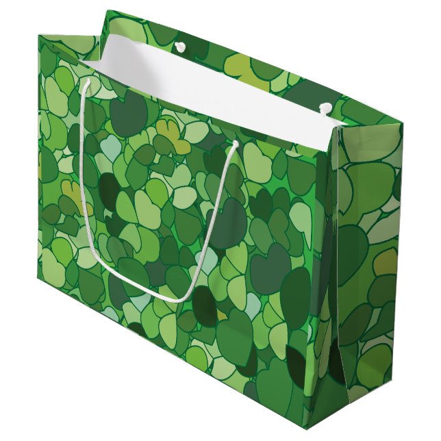 Green Leaf Botanical Large Gift Bag (Front Angled)
