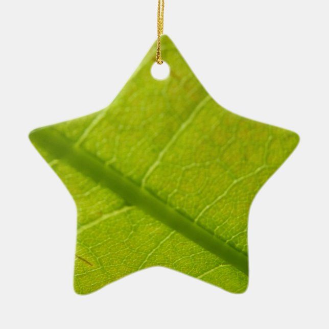Green Leaf Botanical Nature Photography Ceramic Tree Decoration (Front)