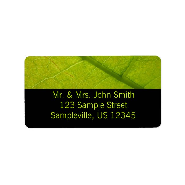 Green Leaf Botanical Nature Photography Label (Front)