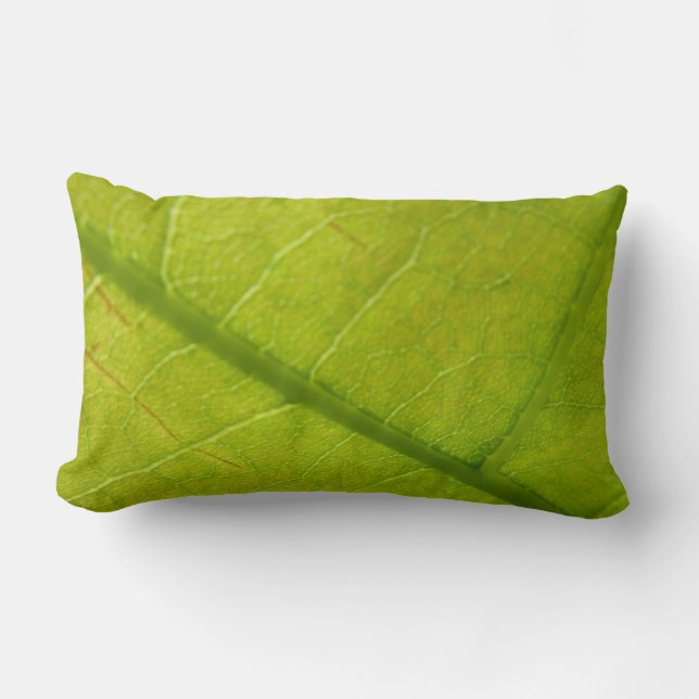Green Leaf Botanical Nature Photography Lumbar Cushion (Front)