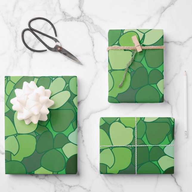 Green Leaf Botanical Wrapping Paper Sheet (Front)