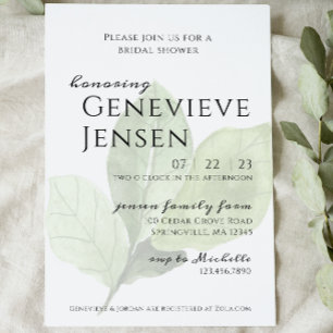 Green Leaf Bridal Shower Invitation