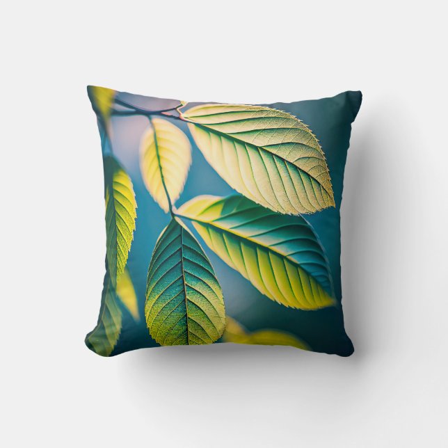 Green Leaf Calm Tranquil Nature Peaceful Season  Cushion (Front)