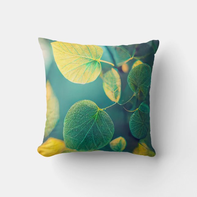 Green Leaf Calm Tranquil Nature Peaceful Season  Cushion (Front)