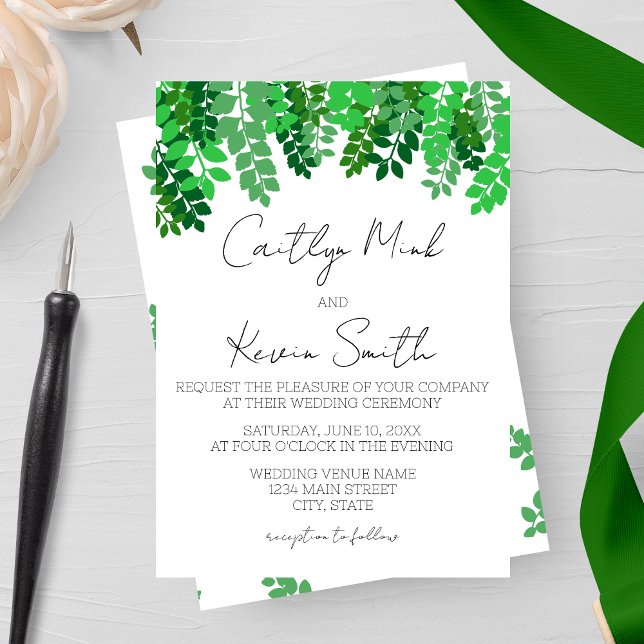 Green Leaf Canopy Wedding Invitation (Creator Uploaded)