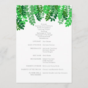 Green Leaf Canopy Wedding Program