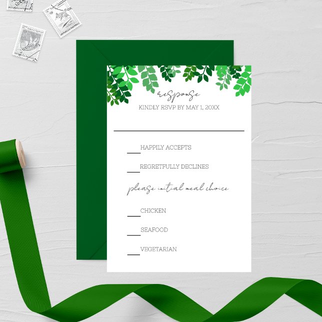Green Leaf Canopy Wedding RSVP Card (Creator Uploaded)