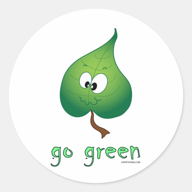 Green Leaf Classic Round Sticker (Front)