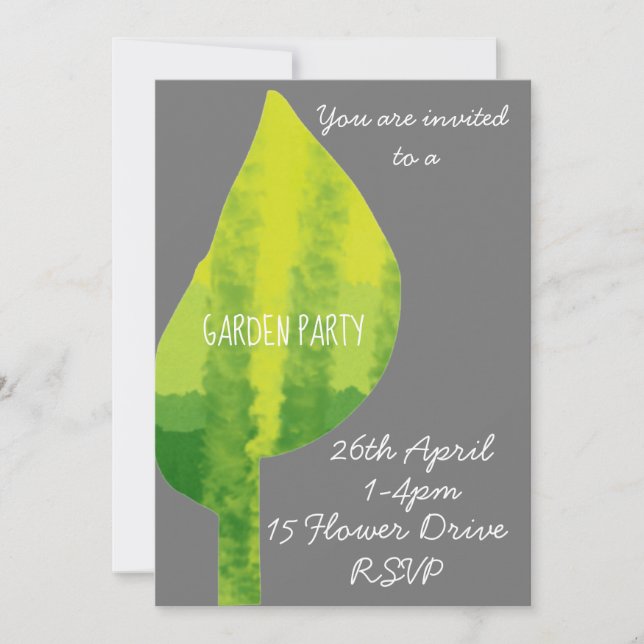 Green leaf eco nature Garden party function Invitation (Front)